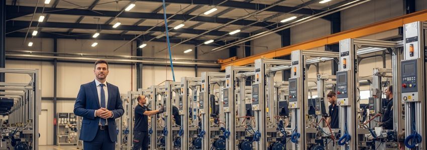 Business manager overseeing standardized equipment installation across a commercial multi-location facility