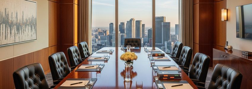 Family office boardroom for business financing discussions