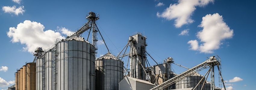 Farm storage facility with grain bins and silos for agricultural financing