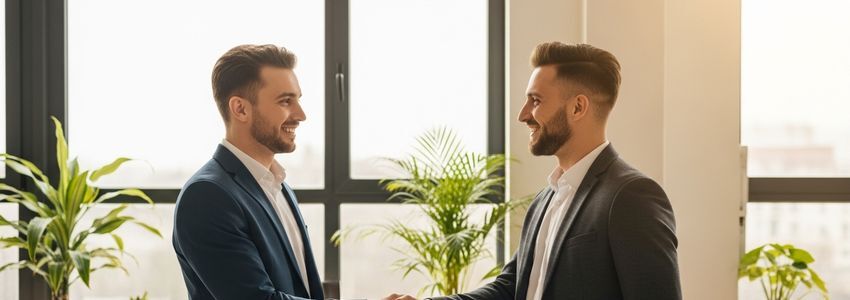Business owner and lender discussing fast business financing options