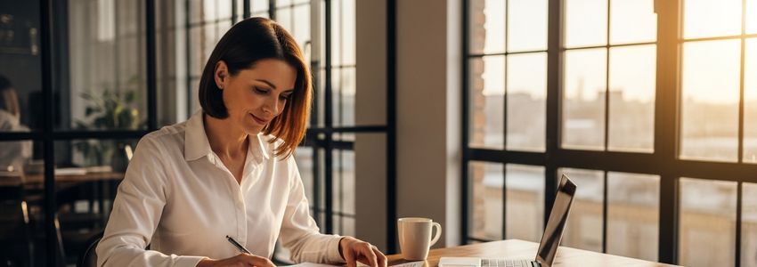 Small business owner reviewing loan documents in Fayetteville, Arkansas
