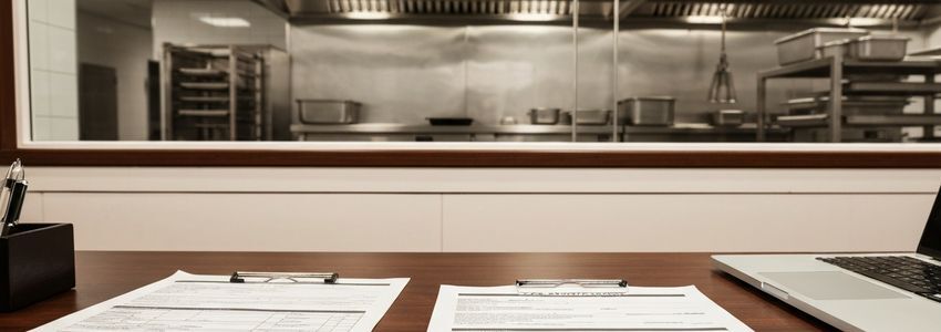 Food and beverage manufacturer reviewing production line financing options with a business advisor at a modern facility