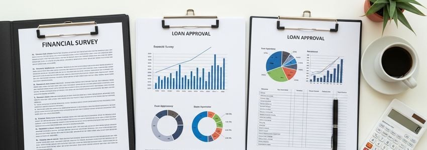 Business owners reviewing Federal Reserve lending data and financial statistics on a laptop