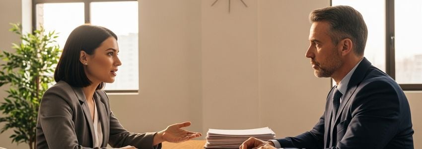 Business loan advisor meeting with ex-offender entrepreneur discussing financing options