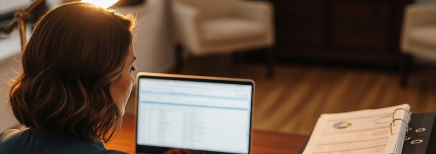 Fertility clinic administrator reviewing financing documents