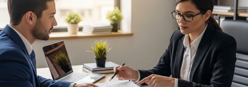 Business owner and loan officer reviewing financial documents during a business loan readiness assessment