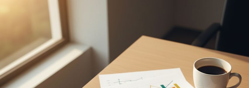 Business owner reviewing financial ratio documents for loan approval