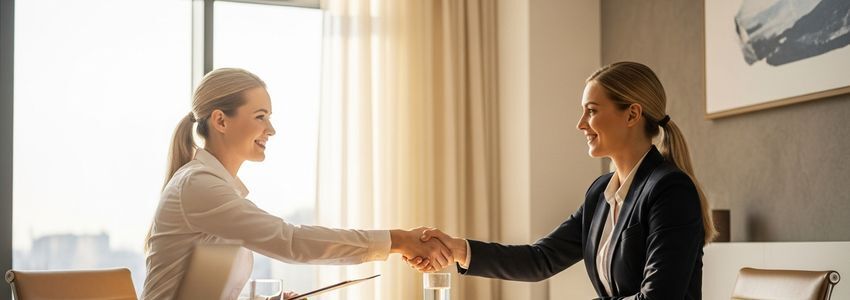 Business professionals reviewing loan options and financial strategy