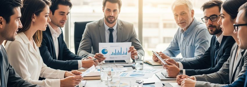 Small business owners meeting with financial advisor to discuss financing alternatives