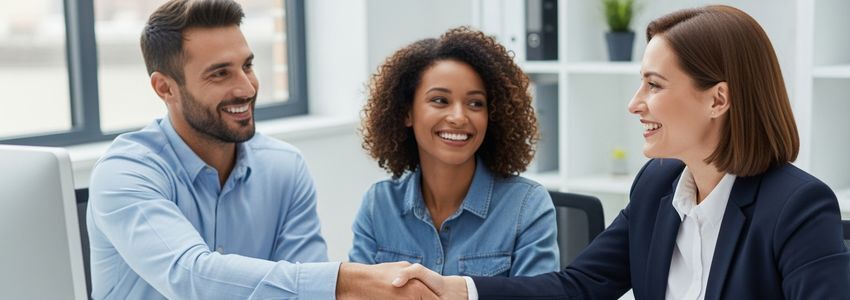 Business professionals using fintech equipment financing solutions to grow their company