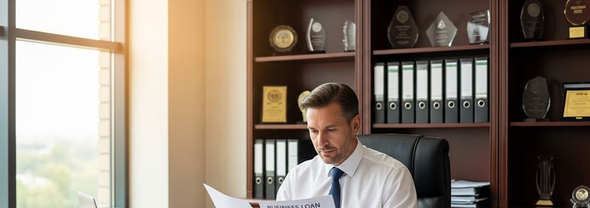 fire restoration contractor reviewing business loan options in professional office setting