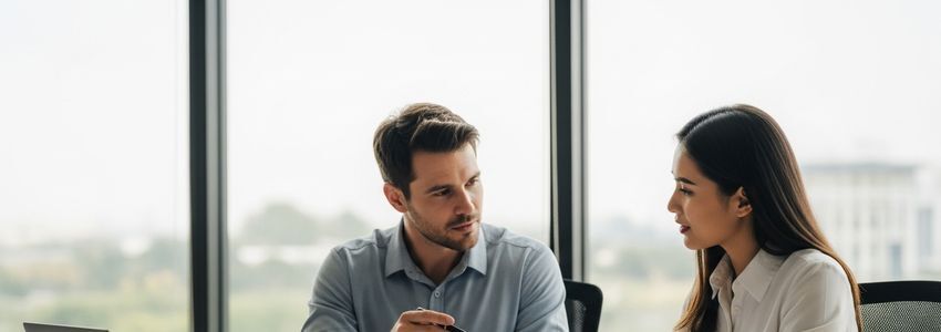 Business owners reviewing flagship store financing options with a lending specialist