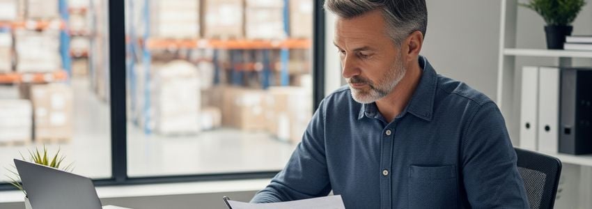 Food distribution business owner reviewing financing options