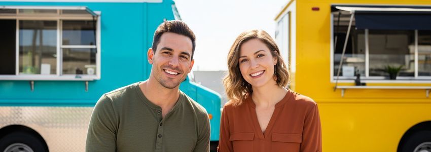 Food truck franchise owner reviewing business loan financing options