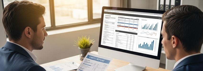 Business owner reviewing credit report documents to understand how to freeze business credit report