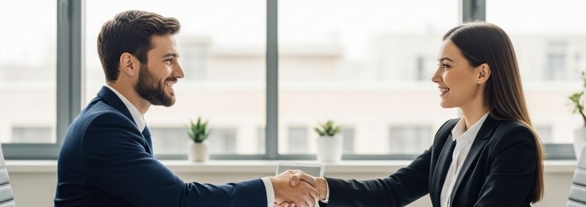 Small business owners reviewing financing options at a modern office in Fullerton, California