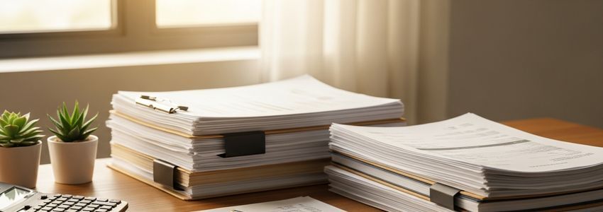 Business financing documents and paperwork on a professional office desk representing Fundbox business loan review