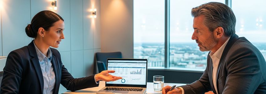 Business financing specialist reviewing gambling company loan application