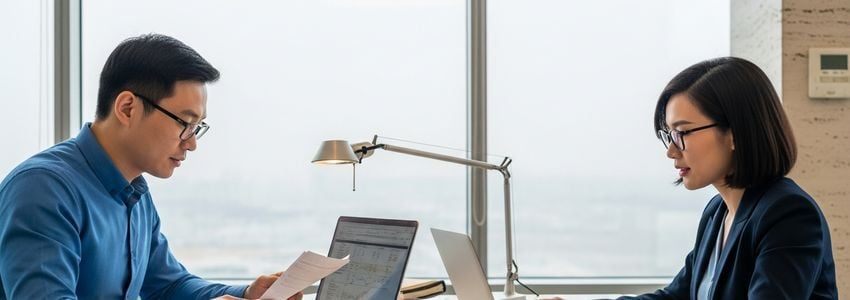 Business professionals reviewing small business loan documents in Garland Texas