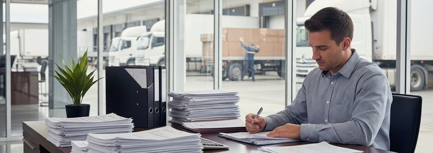 Georgia transportation company fleet vehicles lined up at a logistics hub