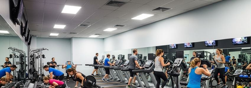 Gold's Gym franchise interior with modern fitness equipment