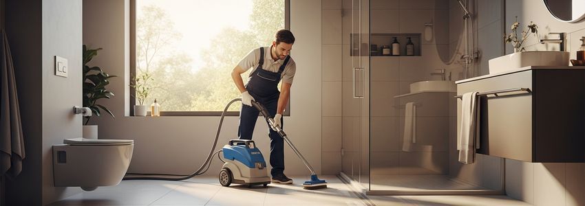 Grout Medic franchise technician performing professional tile and grout restoration services