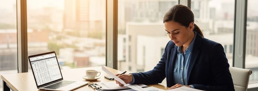 Gulfport Mississippi small business owner reviewing loan documents at a modern office