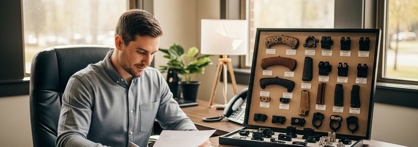 Business owner reviewing financing options for gun modification accessory company