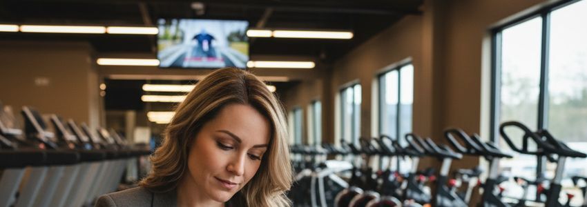 Gym owner reviewing fitness studio financing options and business loan documents