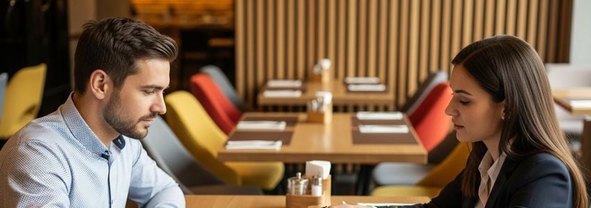 Franchise owner reviewing financing paperwork