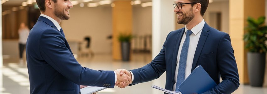 Business partners reviewing Halal Guys franchise financing options with Crestmont Capital