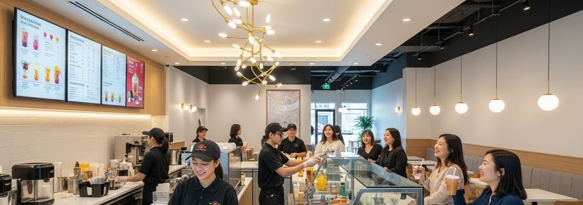 Happy Lemon franchise bubble tea cafe interior