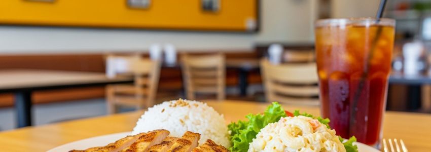 Hawaiian Bros Island Grill franchise plate lunch with grilled chicken and rice