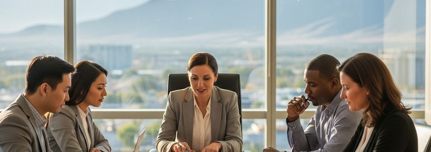 Business owners reviewing small business loan options in Henderson, Nevada