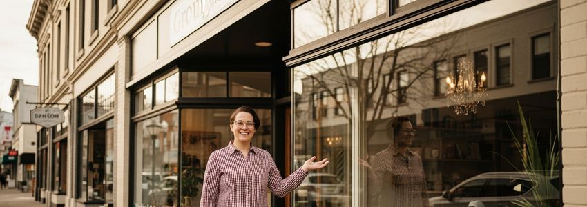 Small business storefront in Hillsboro Oregon - local entrepreneur welcoming customers