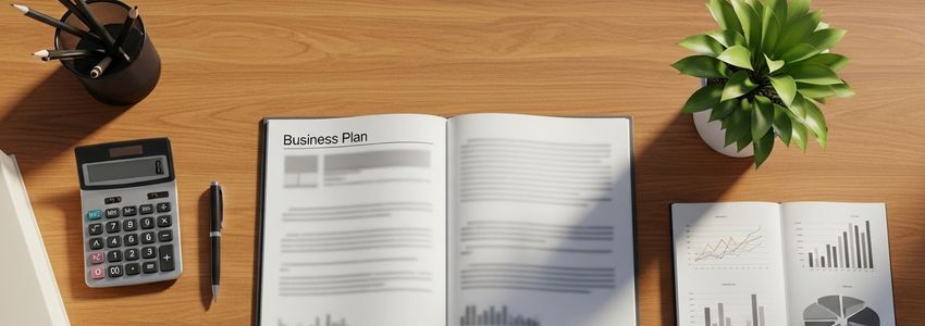 Business owner reviewing funding needs and financial projections for their small business