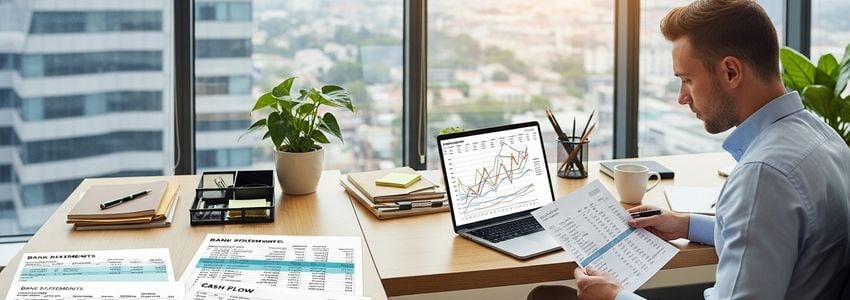 Business analyst reviewing revenue trends affecting loan approval