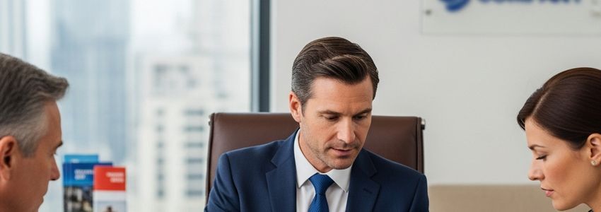 Business owner meeting with financial advisor to review loan options