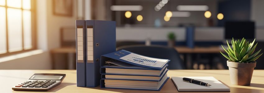 Business owner reviewing loan rates and financing options with a financial advisor at a modern office desk