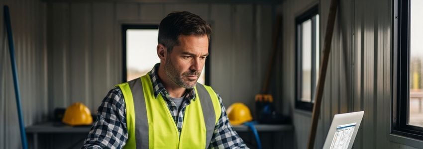 Hydrovac contractor business owner reviewing financing options at job site