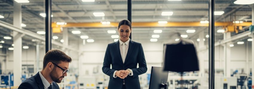 Illinois manufacturing company owner reviewing equipment loan options with Crestmont Capital advisor