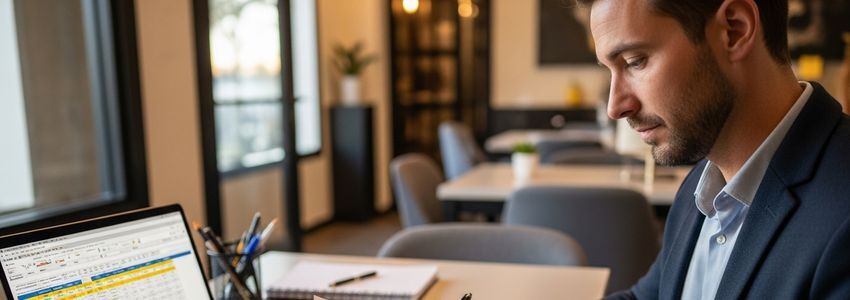 Small business owner reviewing financing documents at a Oceanside California office