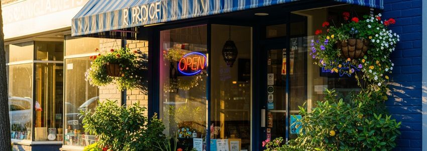 A thriving small business storefront representing business recovery and growth with financing