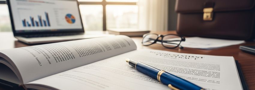 Business owner reviewing investment deal documents with advisor