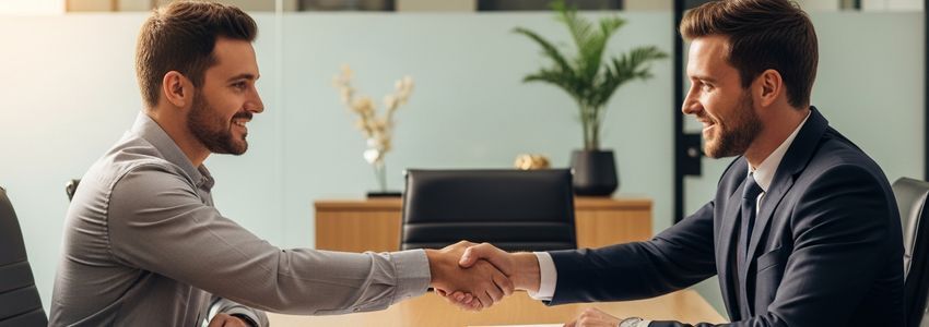 A business professional reviewing invoice factoring documents with a financial advisor in a modern office