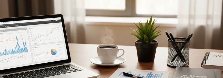 Business professional reviewing financing options for invoice factoring and business line of credit