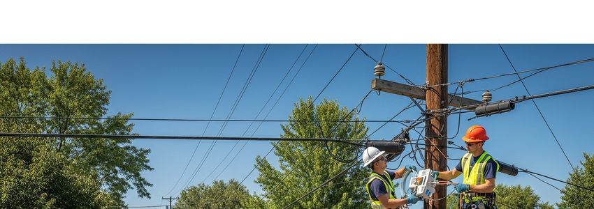 ISP technicians installing fiber optic cable infrastructure for broadband network expansion