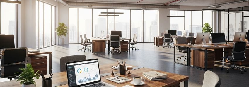 Jan-Pro franchise financing - commercial cleaning business owner reviewing loan documents in office