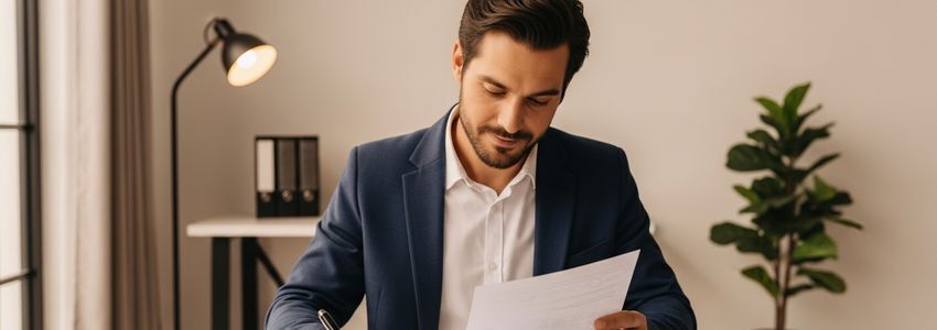 Small business owner in Joliet Illinois reviewing loan documents