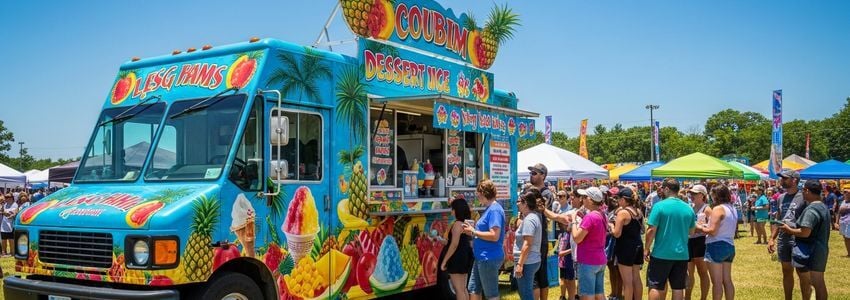 Kona Ice shaved ice truck at an outdoor community event